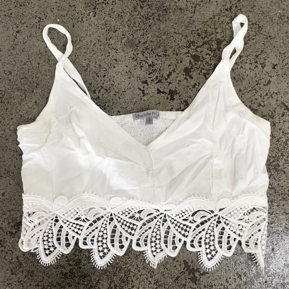 White lace crop top